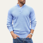 The Portofino Men’s Casual Knitted Henley Textured Jumper