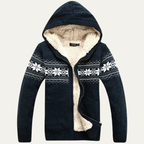 The Casamicciola Men’s Fleece Lined Hooded Cardigan with Nordic Pattern