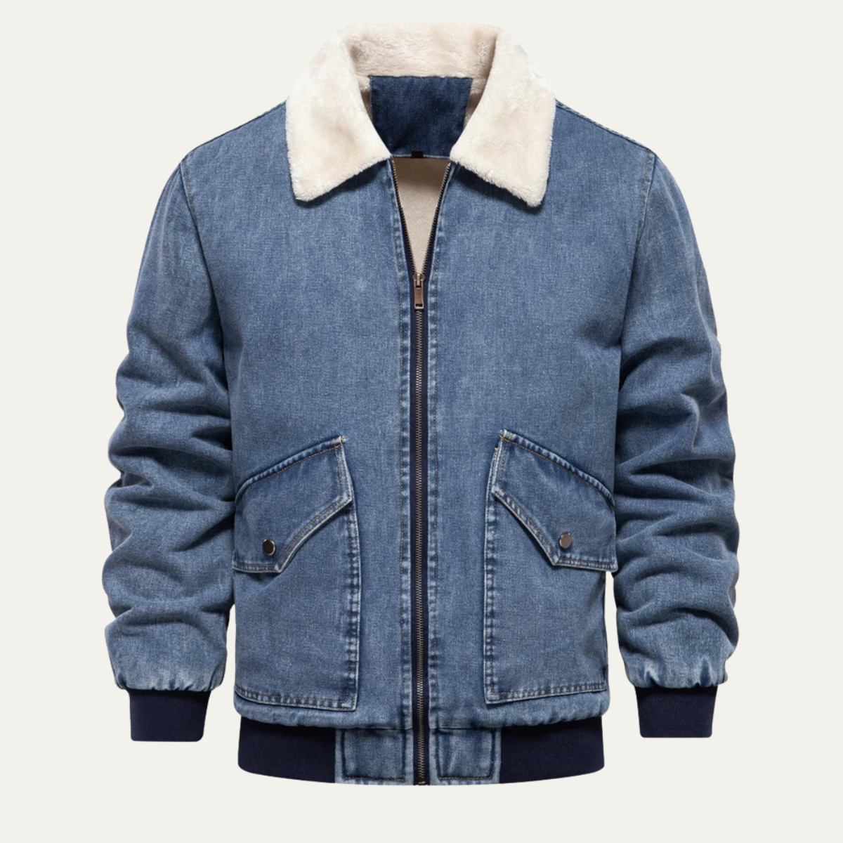The Aberaeron Men's Fleece Collar Warm Denim Jacket
