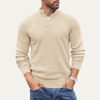 The Portofino Men’s Casual Knitted Henley Textured Jumper
