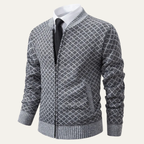 The Bibbona Knitted Diamond Pattern Zip Up Men’s Cardigan