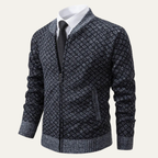 The Bibbona Knitted Diamond Pattern Zip Up Men’s Cardigan