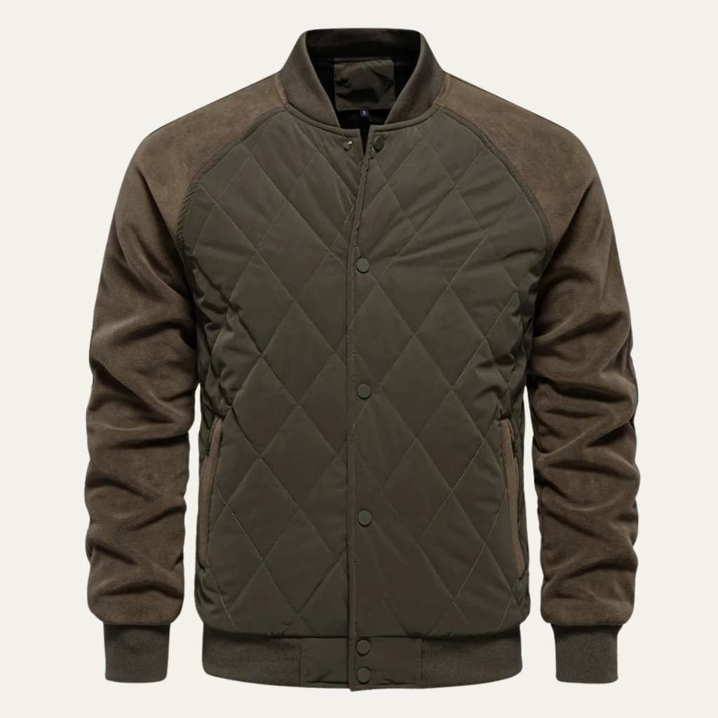 The Aberdeen Men’s Warm Casual Quilted Bomber Jacket with Ribbed Cuffs