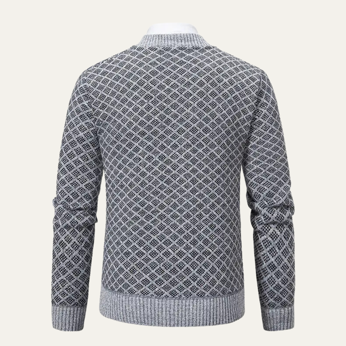 The Bibbona Knitted Diamond Pattern Zip Up Men’s Cardigan