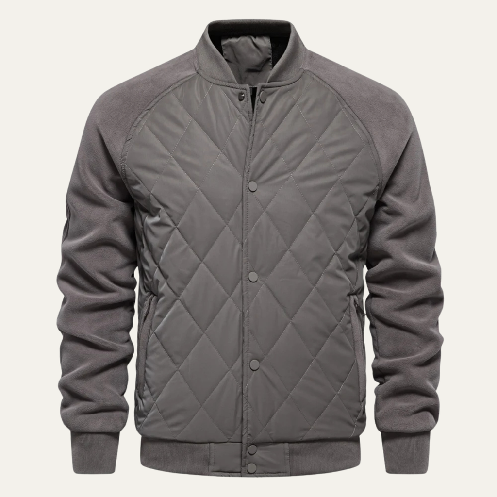 The Aberdeen Men’s Warm Casual Quilted Bomber Jacket with Ribbed Cuffs