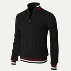 The Castelrotto Men’s Warm Half Zip Knit Jumper with Stripe Trim