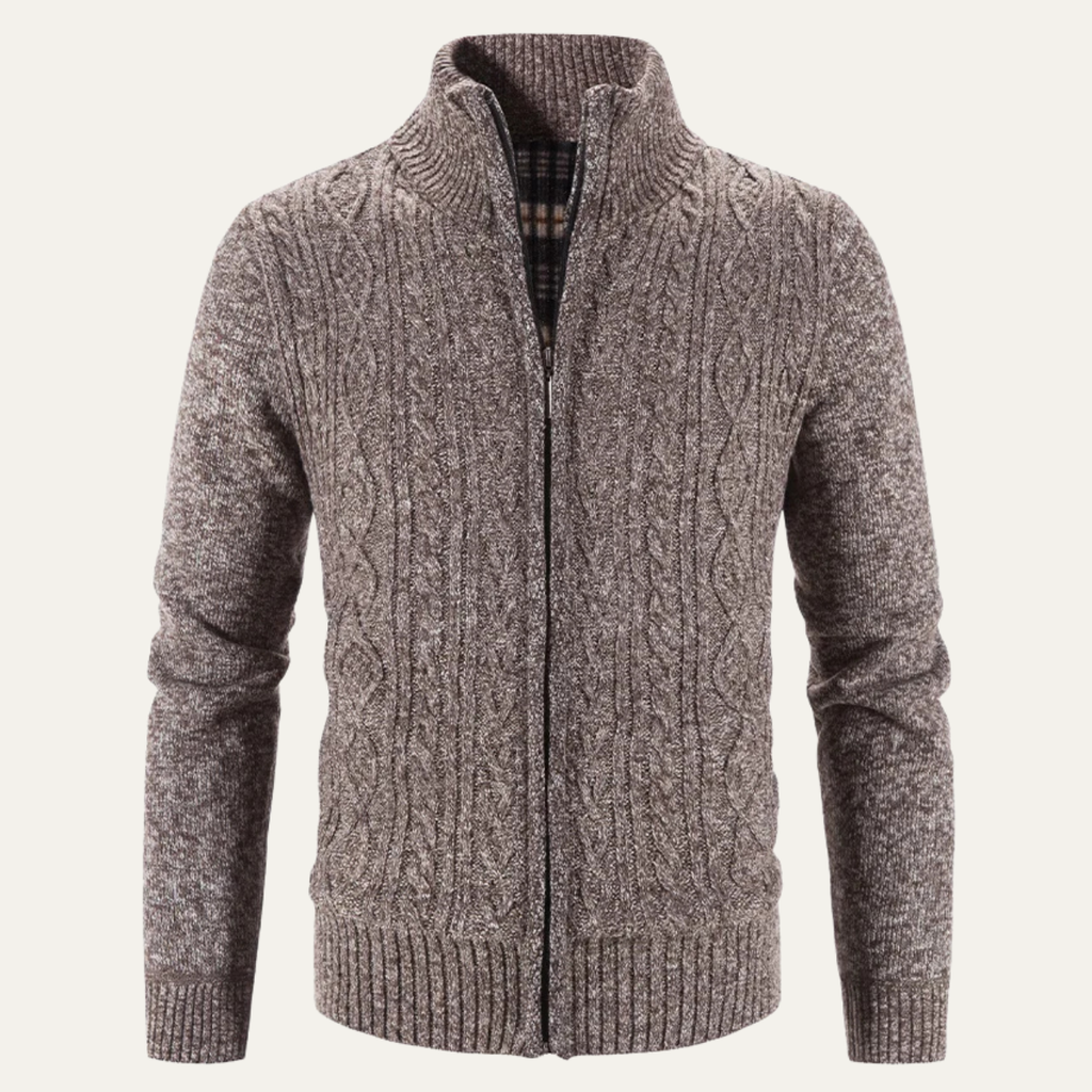 The Pienza Men’s Warm Fleece Zip Up Knit Jacket