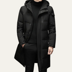 The Woking Men’s Thermal Longline Black Puffer Coat with Hood