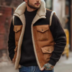 The Rhyl Men's Warm Retro Shearling Gilet with Pockets