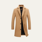 The Paignton Elegant Minimal Camel Single Breasted Men's Wool Coat
