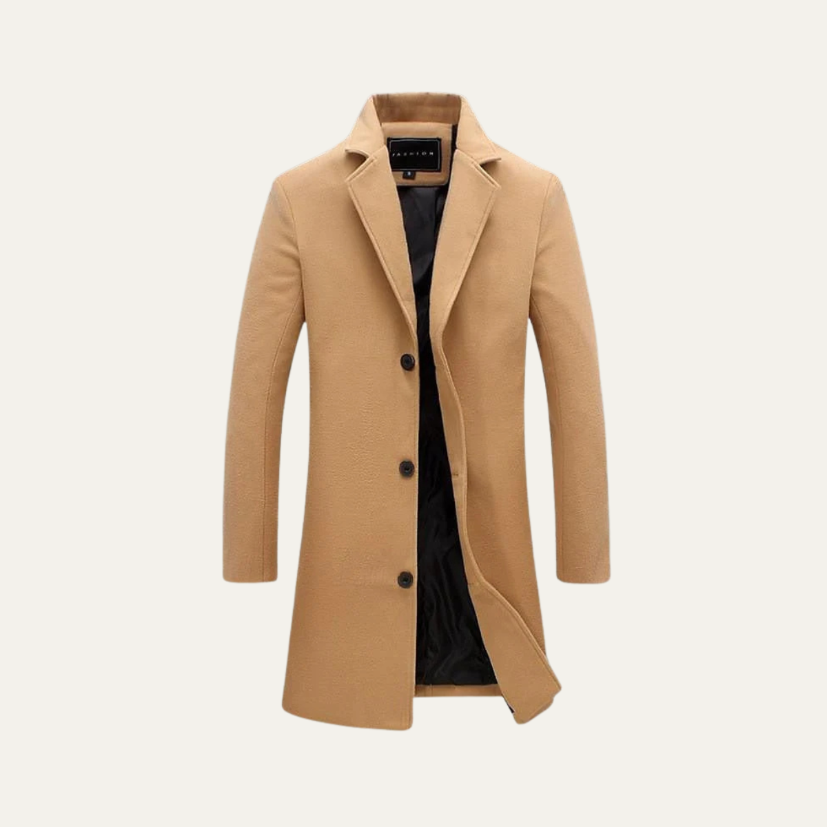 The Paignton Elegant Minimal Camel Single Breasted Men's Wool Coat
