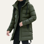 The Whitby Men's Stylish Longline Black Puffer Coat