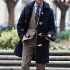 The Durham Warm Winter Navy Blue Wool Duffle Men's Coat
