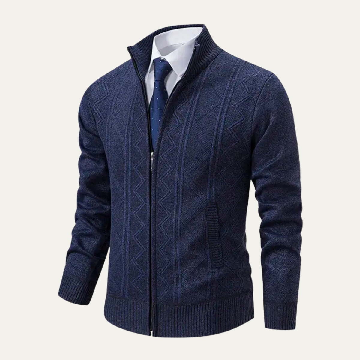 The Chianti High Neck Winter Zip Up Knit Men's Cardigan