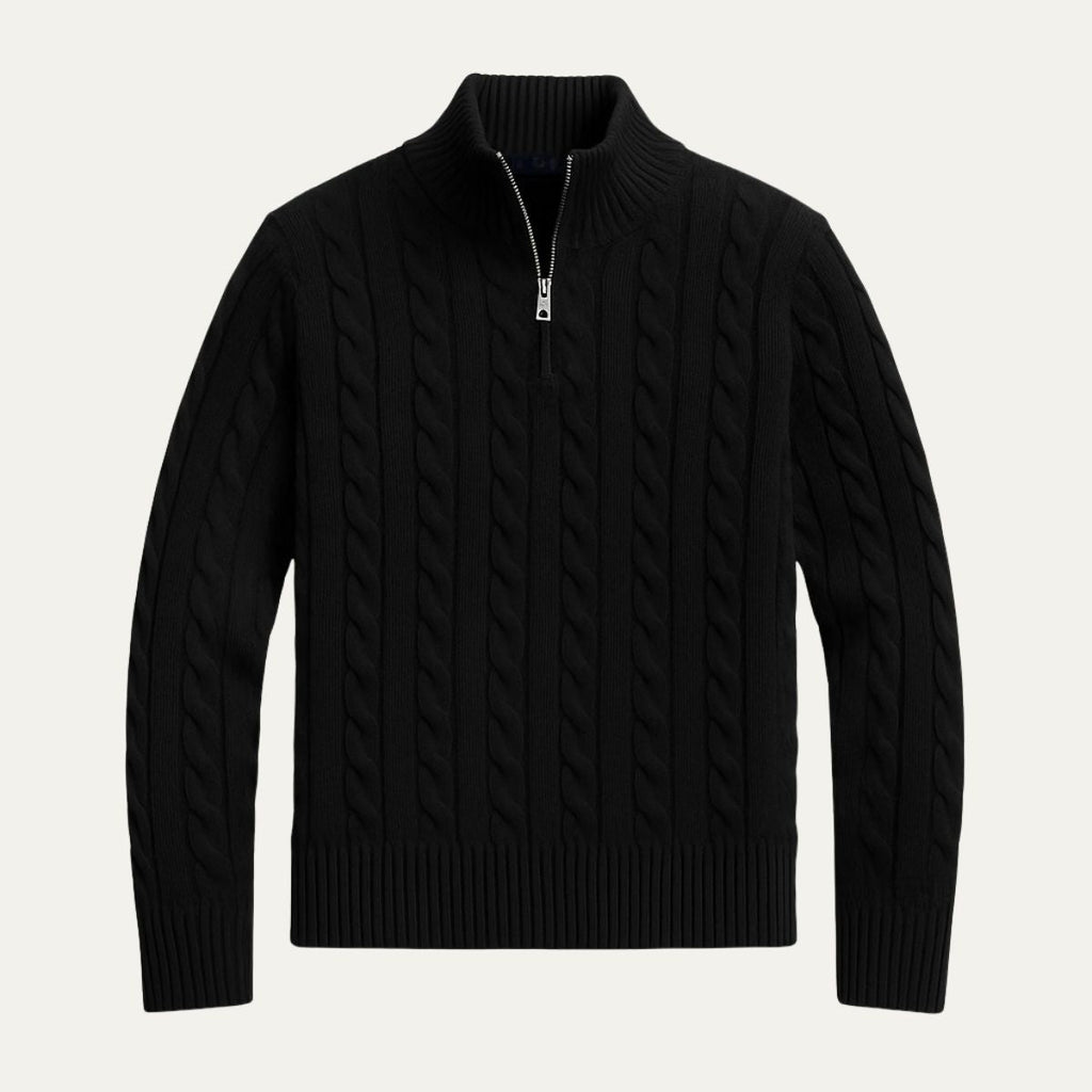 The Genève Old Money Half Zip Jumper for Men - 100% Merino Wool