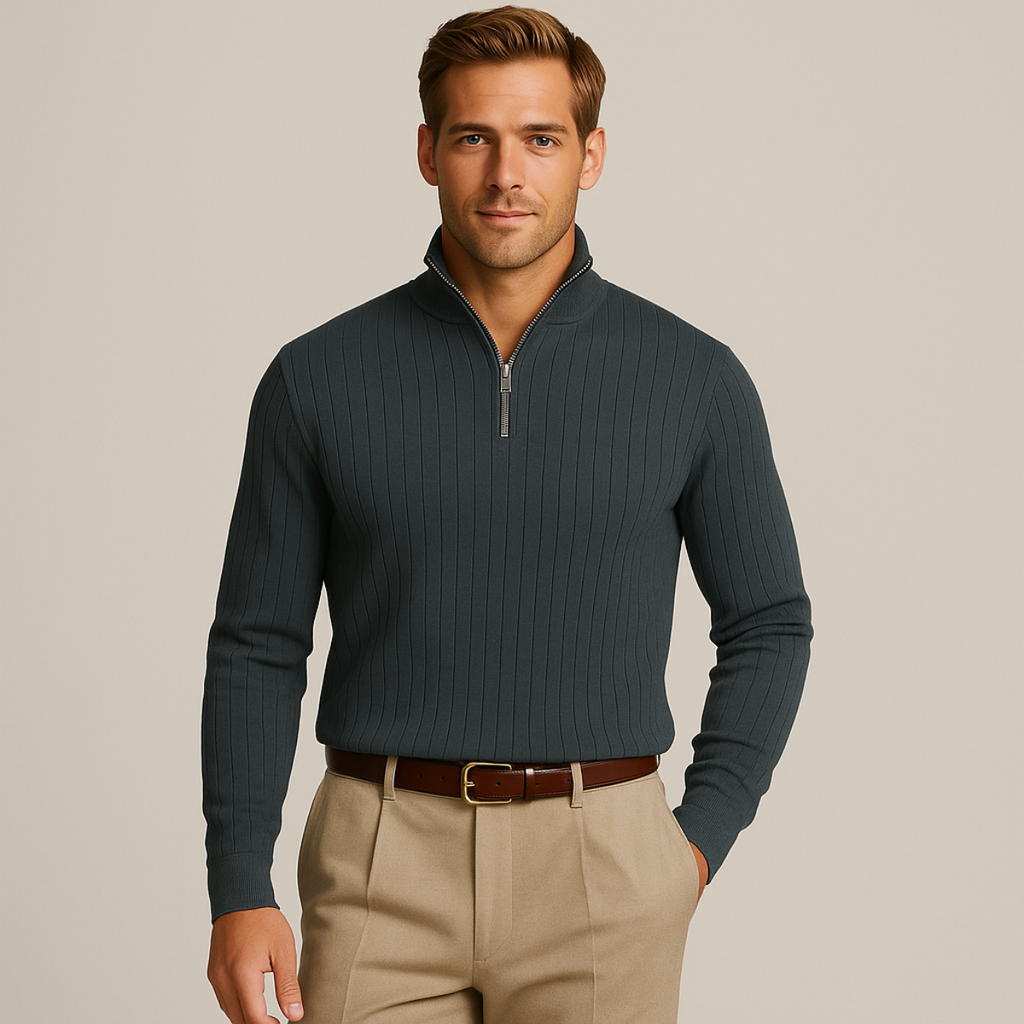 The Ashford Ribbed Half Zip Jumper for Men