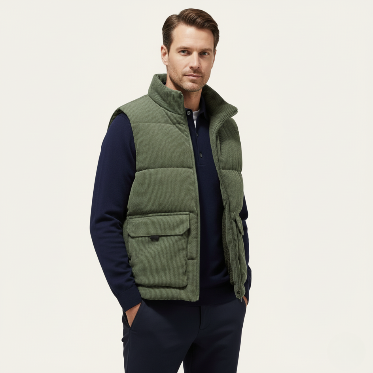 The Penzance Men's Corduroy Lighweight Quilted Gilet