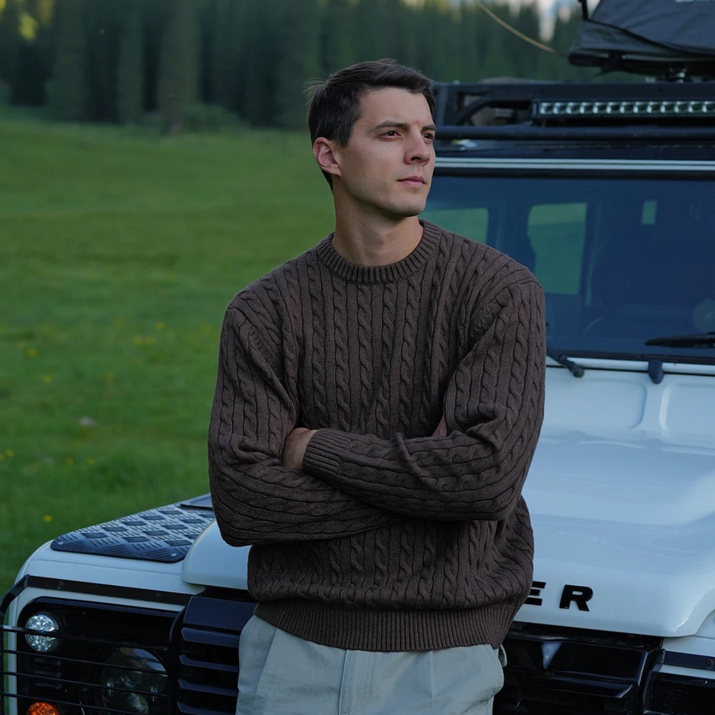 The Hever Cable Knit Crew Neck Men’s Sweater