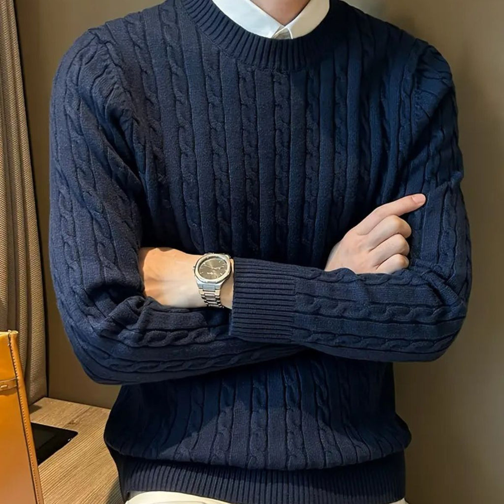 The Versailles Cashmere Merino Wool Knit Jumper for Men - Navy Blue