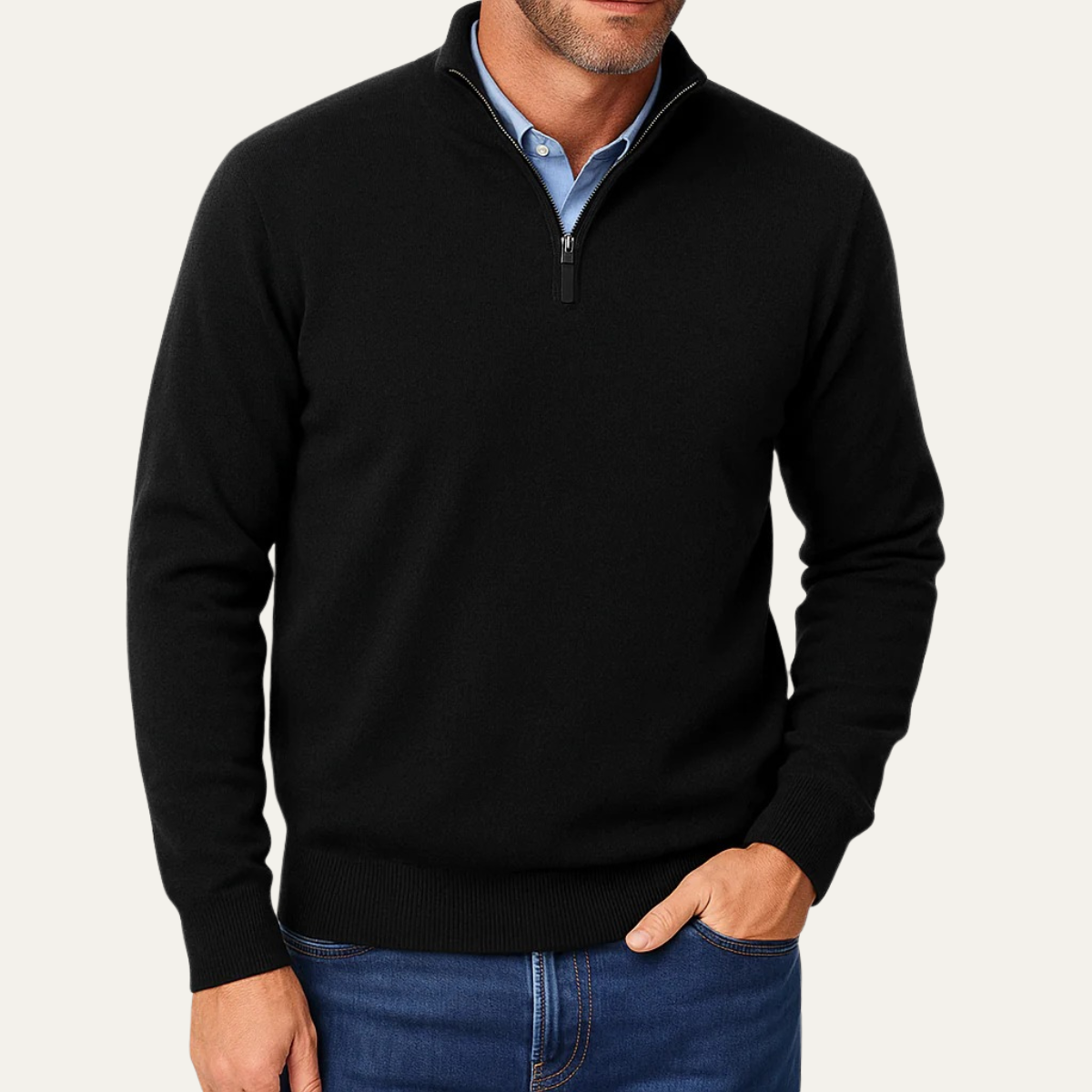 The Kidlington Men's Quarter Zip Lightweight Knit Jumper