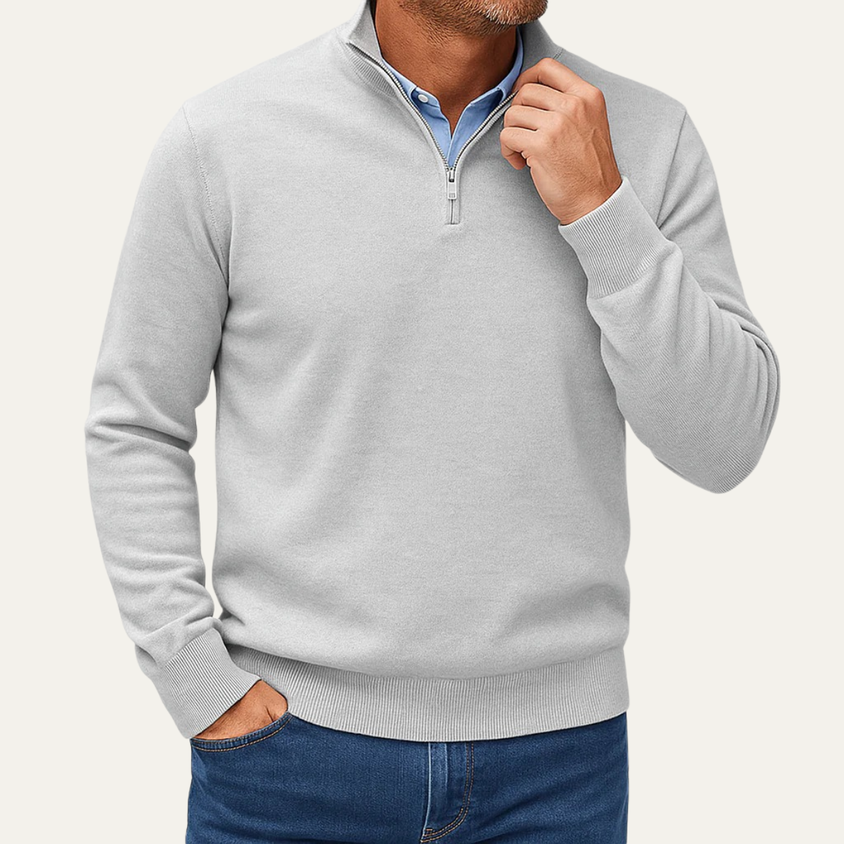 The Kidlington Men's Quarter Zip Lightweight Knit Jumper