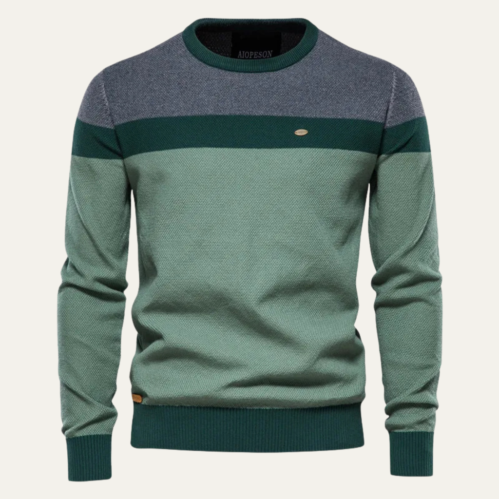 The Richmond Men’s Casual Spliced Cotton Knit Crew Neck Jumper