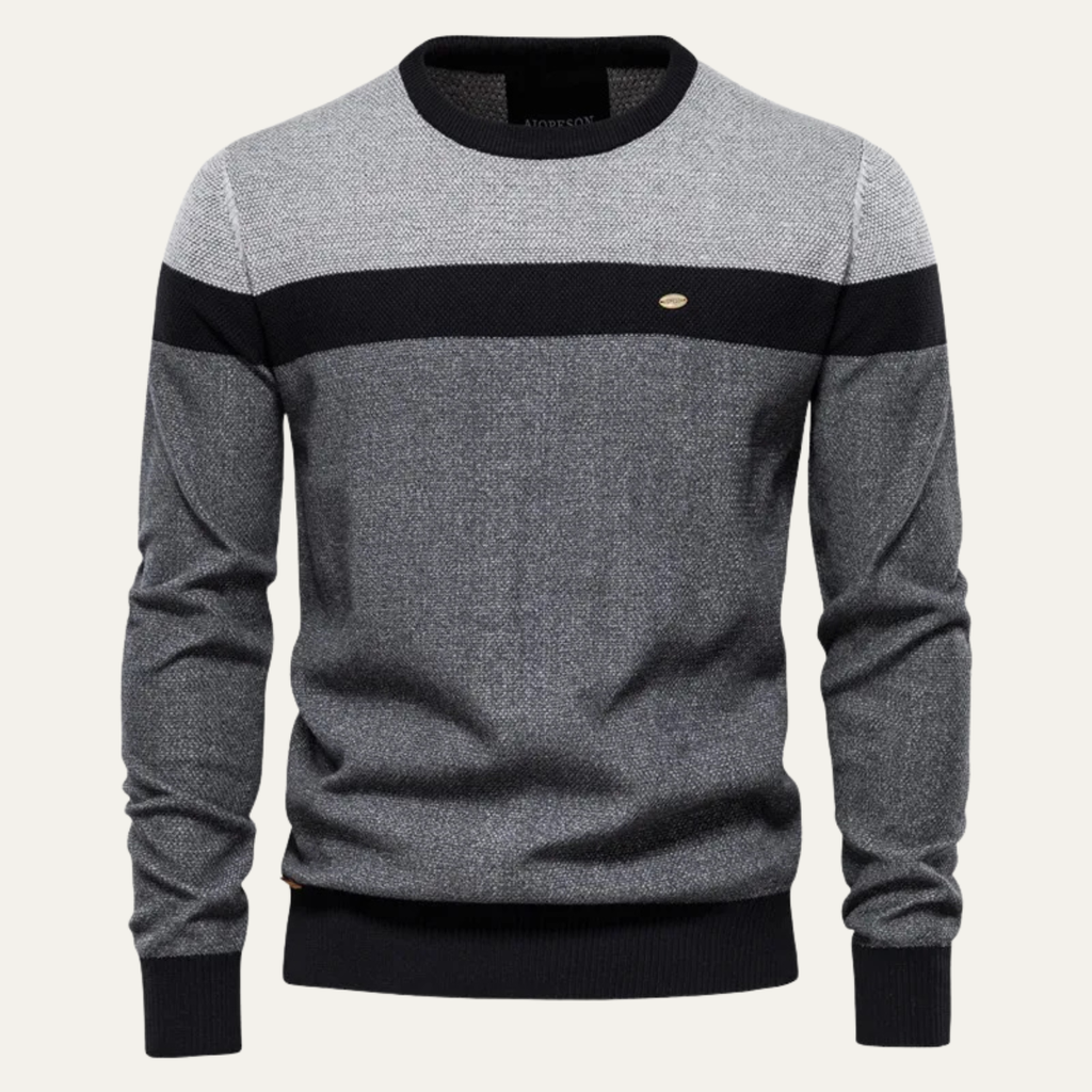 The Richmond Men’s Casual Spliced Cotton Knit Crew Neck Jumper