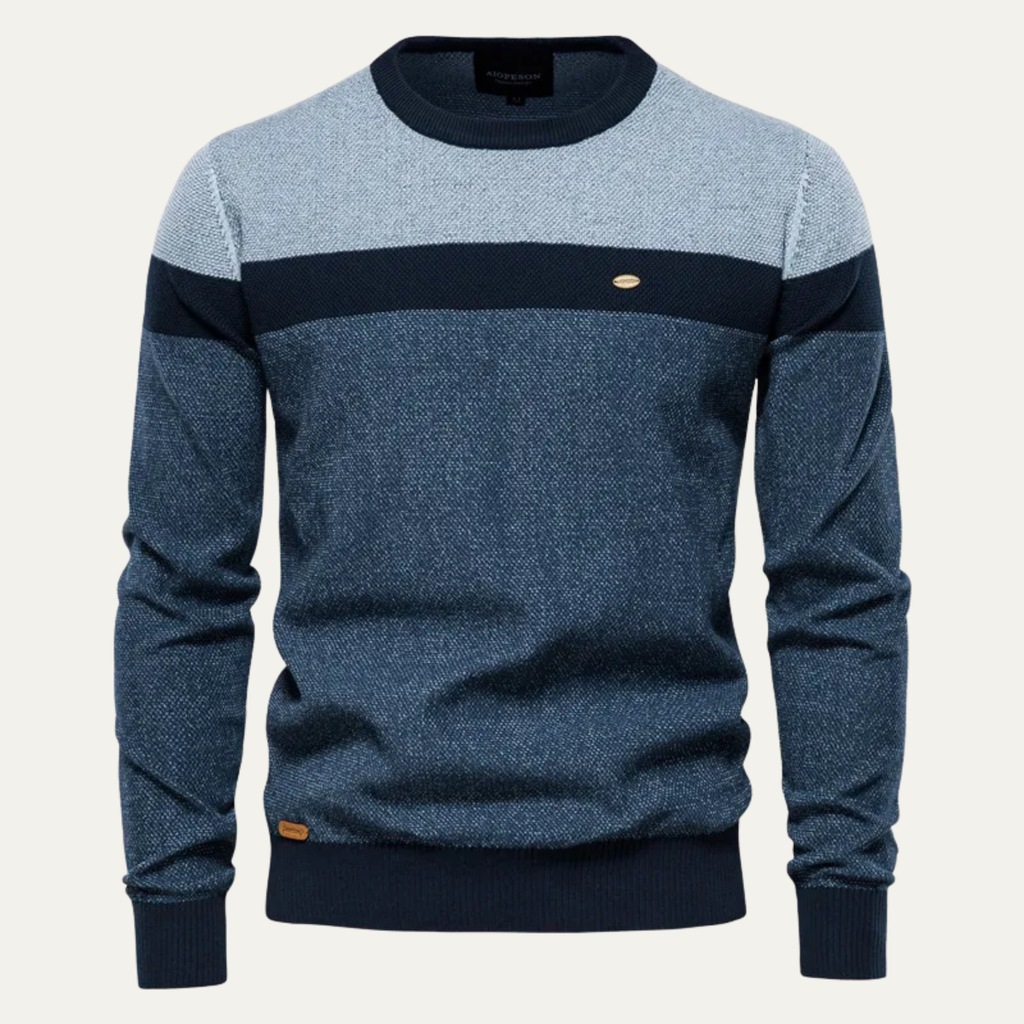 The Richmond Men’s Casual Spliced Cotton Knit Crew Neck Jumper