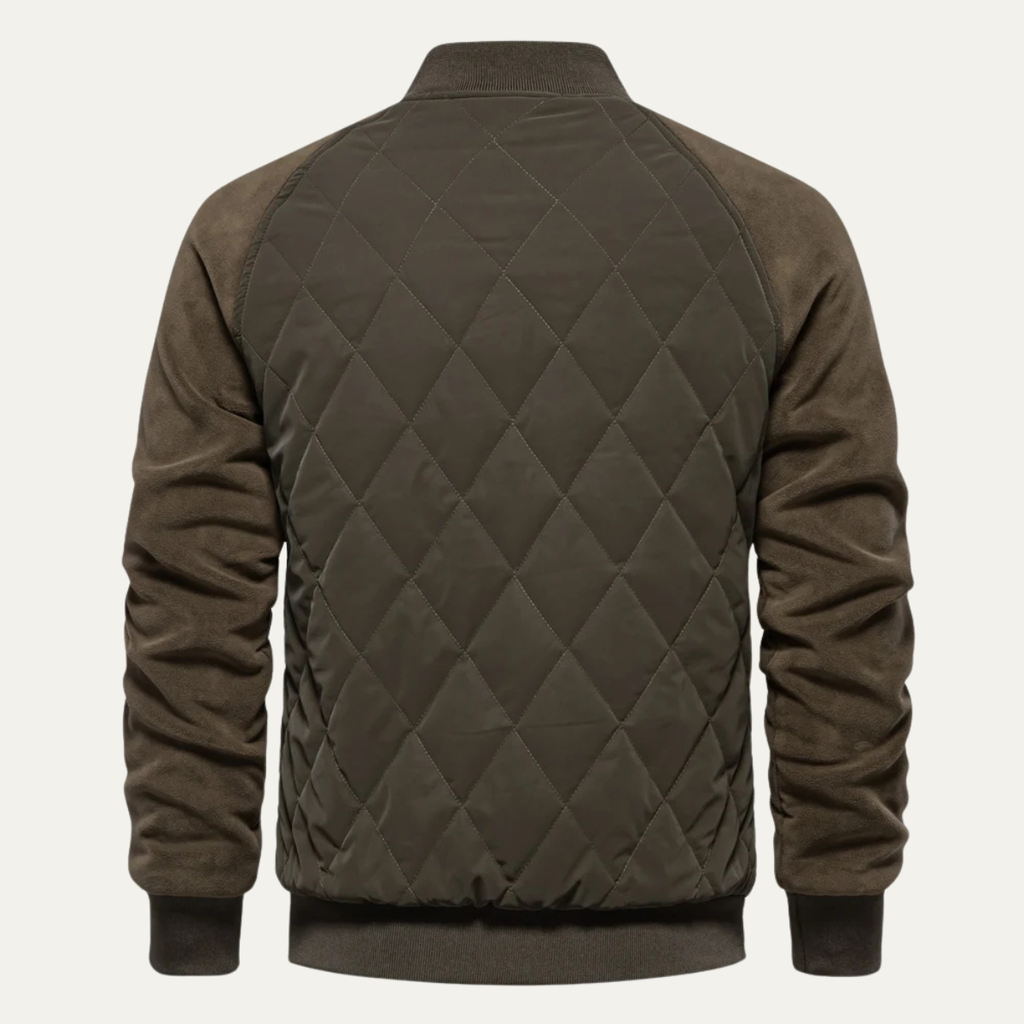 The Aberdeen Men’s Warm Casual Quilted Bomber Jacket with Ribbed Cuffs