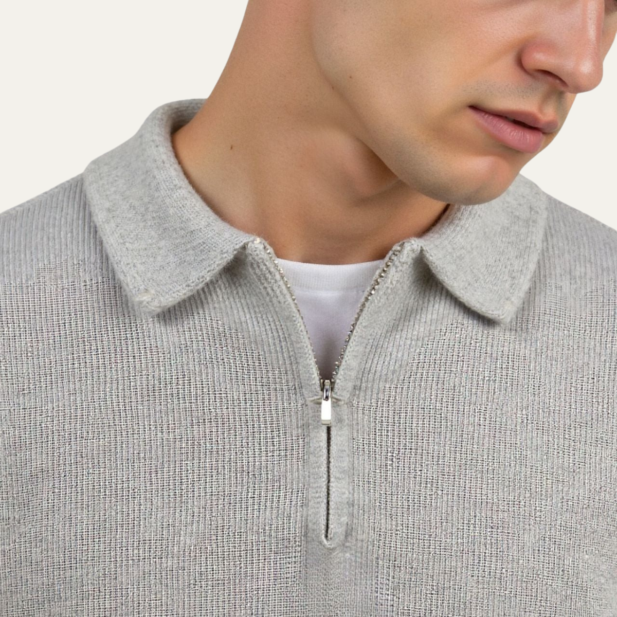 The Woodstock Men's Half Zip Striped Knit Jumper
