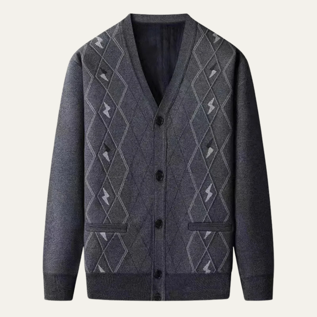 The Barra V Neck Classic Men's Knit Cardigan with Pockets