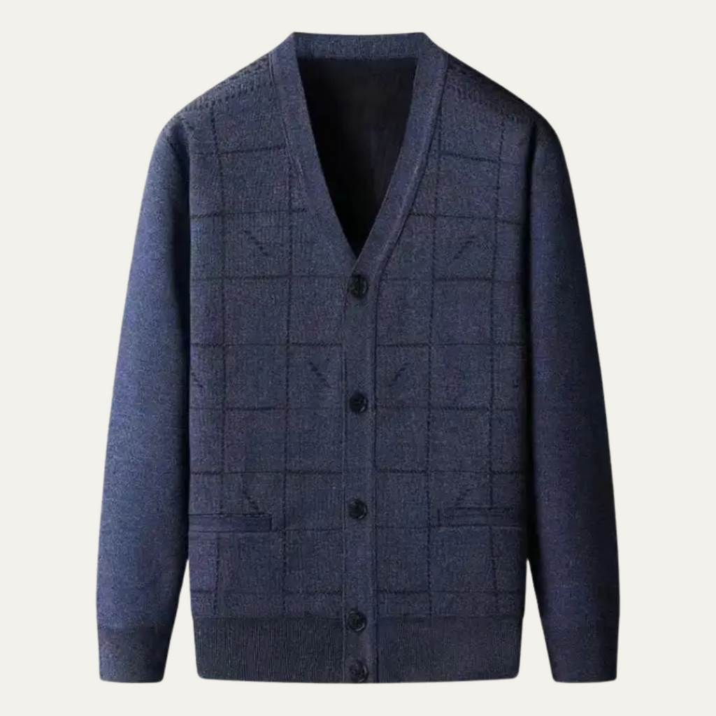 The Barra V Neck Classic Men's Knit Cardigan with Pockets