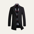 The Knightsbridge Luxury Men's Wool Overcoat - With Elegant Scarf Detail