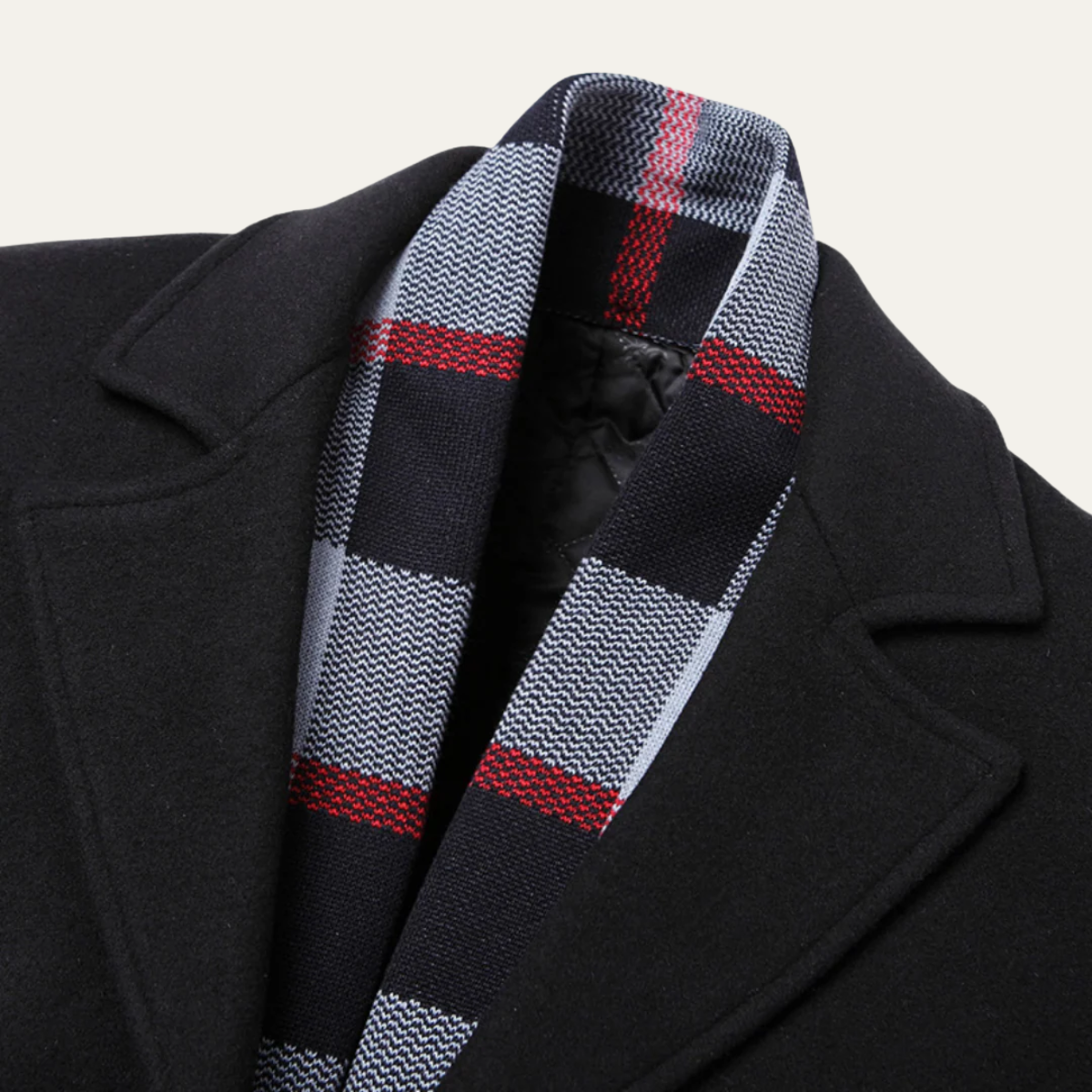 The Knightsbridge Luxury Men's Wool Overcoat - With Elegant Scarf Detail
