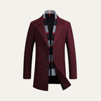 The Knightsbridge Luxury Men's Wool Overcoat - With Elegant Scarf Detail