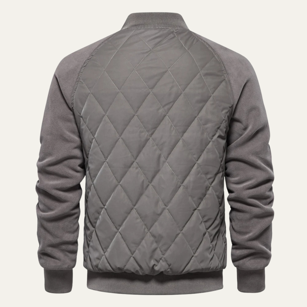 The Aberdeen Men’s Warm Casual Quilted Bomber Jacket with Ribbed Cuffs