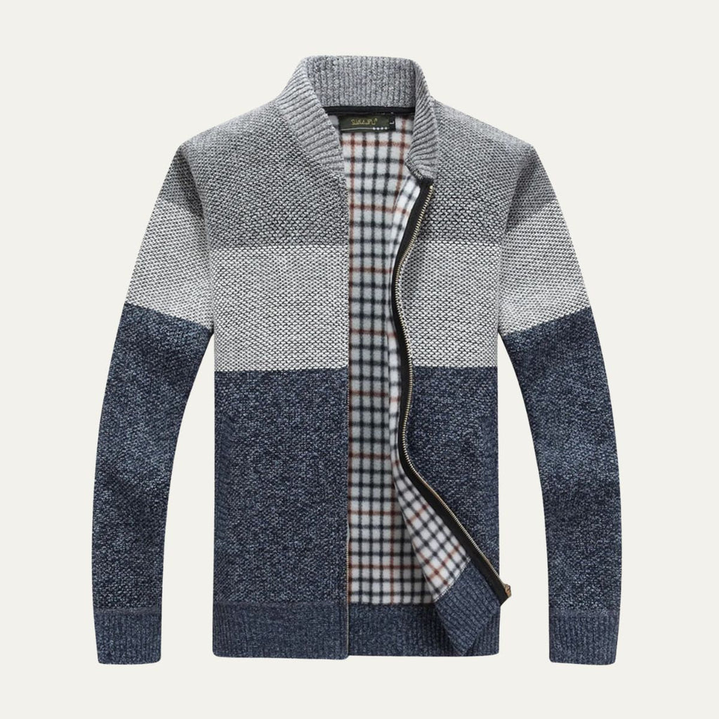 The Levanto Men’s Colour Block Zip Up Knit Cardigan