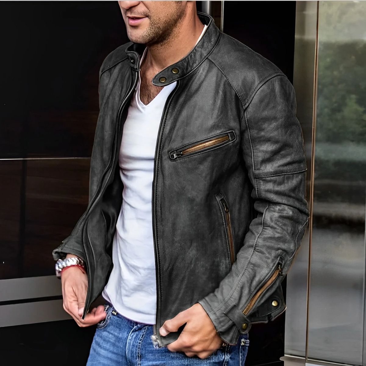 The Brooklyn Leather Biker Jacket – Men’s Classic Motorcycle Style