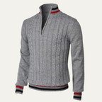 The Castelrotto Men’s Warm Half Zip Knit Jumper with Stripe Trim
