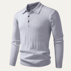 The Livigno Men’s Elegant Cable Ribbed Knit Polo Shirt