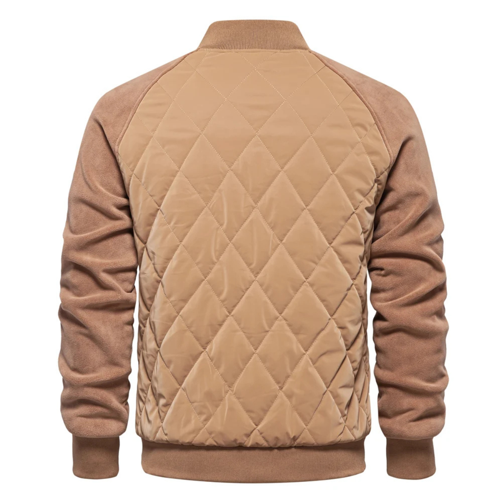 The Aberdeen Men’s Warm Casual Quilted Bomber Jacket with Ribbed Cuffs