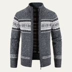 The Castello Men’s Knitted Zip Up Cardigan with Cable Pattern