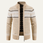 The Castello Men’s Knitted Zip Up Cardigan with Cable Pattern