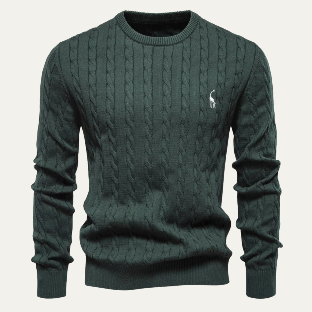 The Derby Men’s Casual Embroidered Crew Neck Cable Knit Jumper