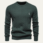 The Derby Men’s Casual Embroidered Crew Neck Cable Knit Jumper