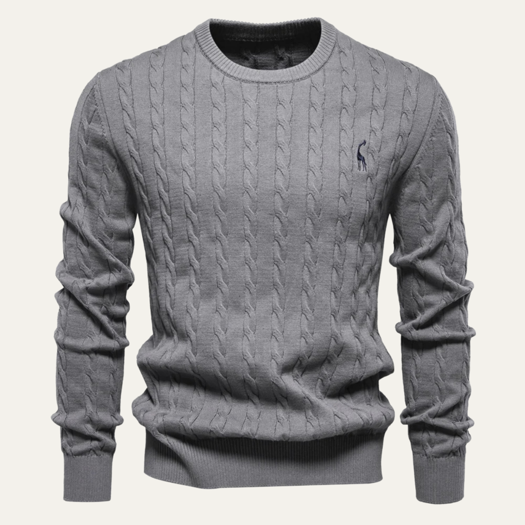 The Derby Men’s Casual Embroidered Crew Neck Cable Knit Jumper