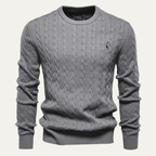 The Derby Men’s Casual Embroidered Crew Neck Cable Knit Jumper