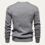 The Derby Men’s Casual Embroidered Crew Neck Cable Knit Jumper