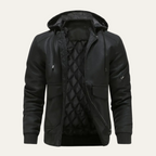 The Waldorf Men’s Brown Leather Puffer Jacket – Luxury Winter Coat with Hood