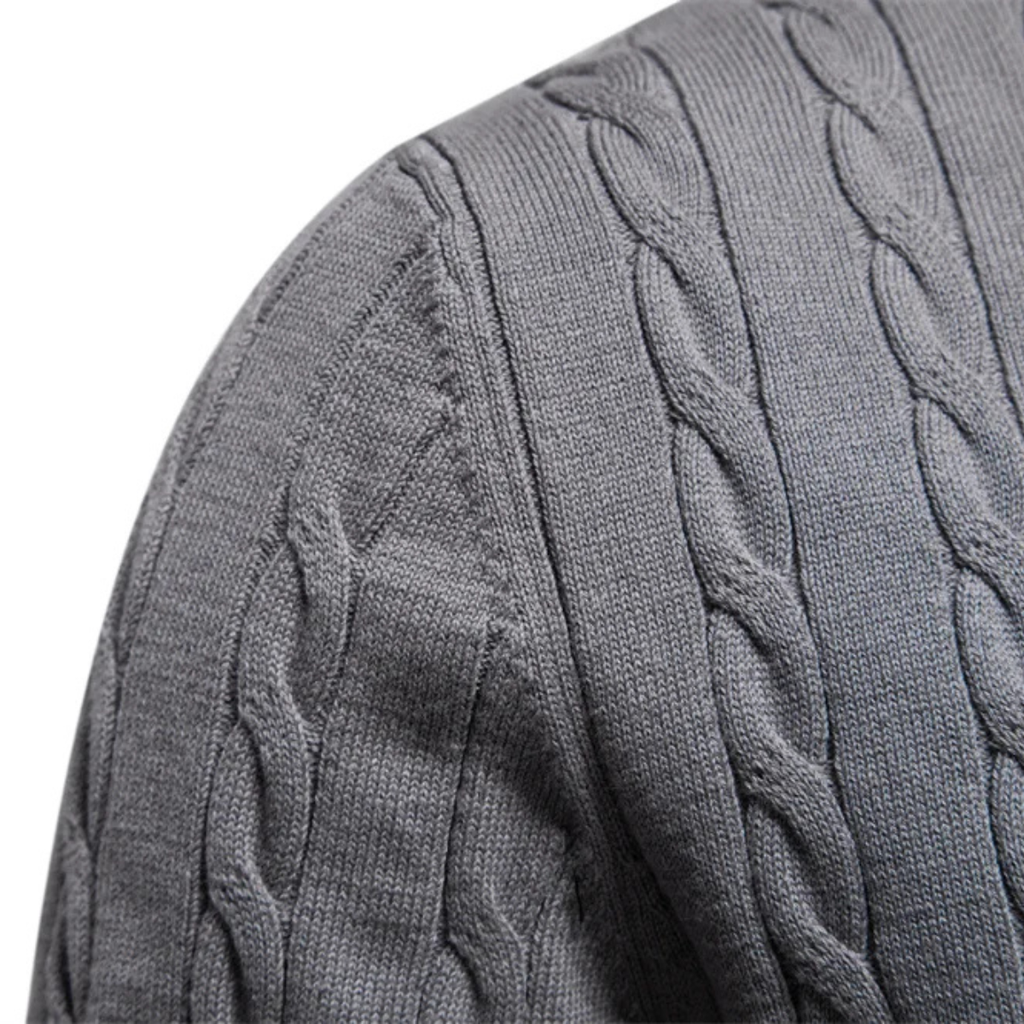 The Derby Men’s Casual Embroidered Crew Neck Cable Knit Jumper